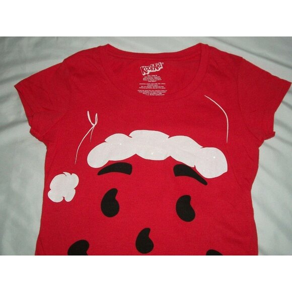 Santa Kool Aid Red Christmas Glitter Tshirt KoolAid Junior 7 9 Size Medium - Picture 11 of 12